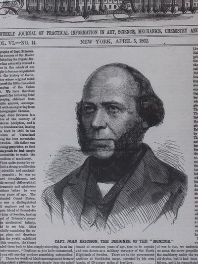 John Ericsson (1806-1862) in The Scientific American, 5th April 1862 by American School